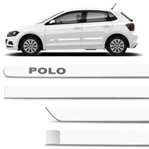 Jogo de Friso Lateral Novo Polo 2018 2019 2020 Branco Cristal com Grafia Tipo Borrachão