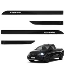 Jogo de Friso Lateral Saveiro 2021 a 2024 Preto Ninja