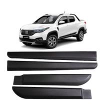 Jogo de Friso Lateral Strada Cabine Dupla 2021 4 Portas Preto Original