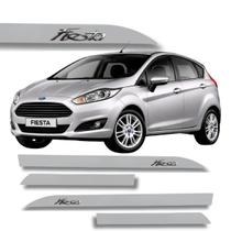 Jogo de Friso New Ford Fiesta Alto Relevo Cromado Ponta Faca Cores Protetor de Porta