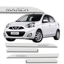 Jogo de Friso Nissan March Alto Relevo Cromado Ponta Faca Cores Protetor de Porta