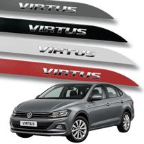 Jogo de Friso Volkswagen Virtus Alto Relevo Grafia Cromada Ponta Faca Cores Protetor de Porta