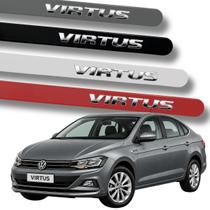 Jogo de Friso Volkswagen Virtus Grafia Cromada Alto Relevo Ponta Redonda Cores Protetor de Porta