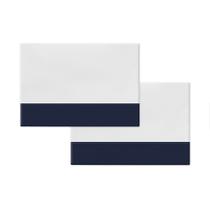 Jogo de Fronha Estampada - Marinho com Branco Jogo de Fronha Estampada - Marinho com Branco