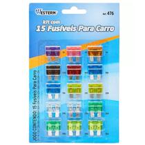Jogo de Fusíveis Automotivo C/ 15 Peças 3A á 35A - Western Jogo de Fusíveis Automotivo C/ 15 Peças 3A á 35A - Western