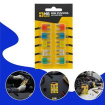 Jogo de Fusíveis Automotivos Sortidos Vários Amperes, Para Carro e Moto, Proteção Elétrica Kit Completo