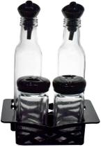 Jogo de Galheteiro de Vidro e Porta Condimento 4 peças Casambeinte