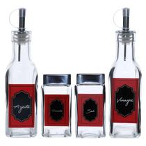 Jogo De Galheteiros Clear 4 Peças Em Vidro