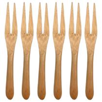 Jogo De Garfo Bambu 6 Mini Garfo Talheres Petiscos Conjunto Ecológico Petisco Cozinha Casa
