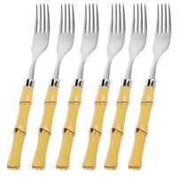 Jogo de Garfos de Sobremesa Bambu Premium Inox Ideal para Doces Sobremesas - 6 Peças - Class Home