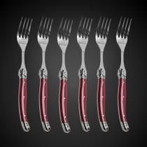 Jogo De Garfos Laguiole 6 Peças Inox Premium Bandeja Madeira