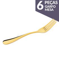 Jogo de Garfos Mesa Aço Inox Ouro 6 Peças Gourmet Mix