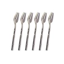 Jogo de garfos para bolo em aço inox Fracalanza Steel Wood 6 peças cinza