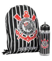 Jogo de garrafa de plastico e mochila de poliester corinthians - CLAUMIXX