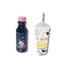 Jogo de garrafa e copo shake para agua suco bebida gelada - Plasútil