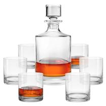 Jogo de Garrafa e Copos de Cristal 7 Peças