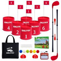 Jogo de Golfe ao Ar Livre IDEATRY com 6 Buracos e Tacos Ajustáveis Jogo de Golfe ao Ar Livre IDEATRY com 6 Buracos e Tacos Ajustáveis
