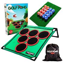 Jogo de golfe Golf Pong Backyard com 16 bolas de tiras autocolantes lascadas e tapete Jogo de golfe Golf Pong Backyard com 16 bolas de tiras autocolantes lascadas e tapete
