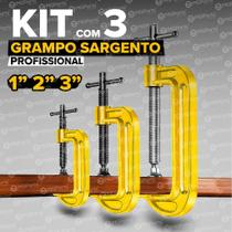 Jogo de Grampos Tipo C Sargento Profissional Ferro Resistente Marceneiro Carpintaria Reforçado