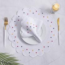 Jogo De Guardanapos Sousplat Americano 12 Peças Bordado Decorativo - Linha Poá Premium