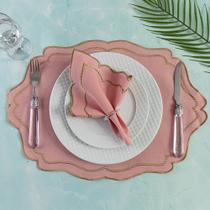 Jogo De Guardanapos Sousplat Americano 12 Peças Bordado Decorativo - Linha Realeza Detalhe Dourado