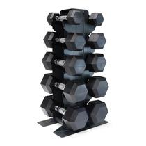 Jogo de Halteres CAP 68 kg em Borracha Hexagonal com Suporte