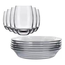 Jogo de Jantar 12 Peças - 6 Pratos Fundos Astral E - 6 Copos Redondos Nadir
