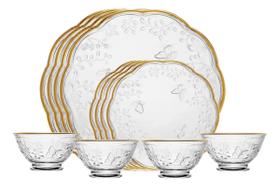 Jogo De Jantar 12 Peças New Butterfly Com Fio De Ouro Lyor Jogo De Jantar 12 Peças New Butterfly Com Fio De Ouro Lyor