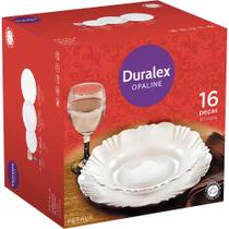 Jogo de Jantar 16 Peças de Vidro com Taças Windsor Pétala Duralex