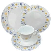 Jogo de Jantar 20 Pç Ceramica Estampado Alto Brilho Gardencia Jogo de Jantar 20 Pç Ceramica Estampado Alto Brilho Gardencia