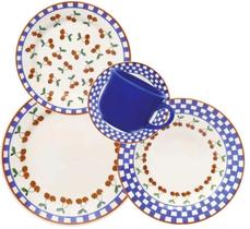 Jogo de Jantar 20 PC Oxford em Ceramica Alto Brilho BLUE CHERRY