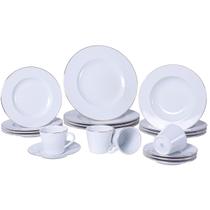 Jogo de Jantar 20 Peças Tramontina Elisa Porcelana Filete Dourado 4 Pessoas Mesa Jogo de Jantar 20 Peças Tramontina Elisa Porcelana Filete Dourado 4 Pessoas Mesa