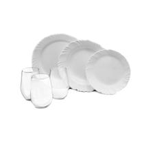 Jogo De Jantar 24 Peças Branco Louça Pratos E Copos
