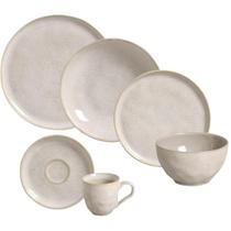 Jogo de Jantar 36 Peças Cerâmica Stoneware Bio Latte Off White Porto Brasil Mesa Posta
