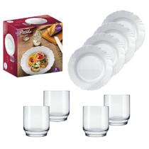 Jogo De Jantar Branco 8 Peças Cozinha Louça Pratos E Copos