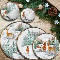 Jogo de jantar c20 pcs rena premium filete ouro prim linha