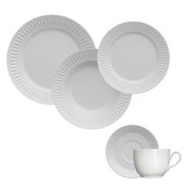 Jogo de Jantar Chá 20 Peças Branco Relevo Diamante Germer
