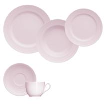 Jogo de Jantar Chá 20 Peças Rosa Chevron Germer Porcelanas Jogo de Jantar Chá 20 Peças Rosa Chevron Germer Porcelanas