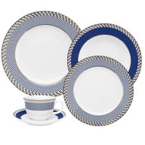 Jogo de Jantar Chá 30 Peças Porcelana Oxford Flamingo Op Art: Ouro