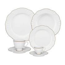 Jogo de Jantar Chá Café 42 Pçs Porcelana Oxford Soleil Victória Ouro Jogo de Jantar Chá Café 42 Pçs Porcelana Oxford Soleil Victória Ouro