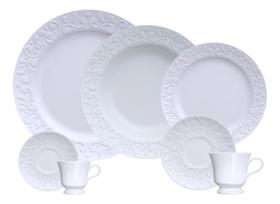 Jogo De Jantar Chá Café 42 Peças Porcelana Relevo Tassel Germer 6 Pessoas