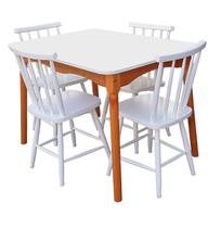 Jogo De Jantar Colonial Brisa Mesa 110x80cm 04 Cadeiras Mel, Rustico TOP