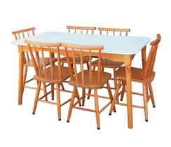Jogo de Jantar Colonial Brisa Mesa 137X80 cm + 06 Cadeiras MEL ( TAMPO BRANCO )