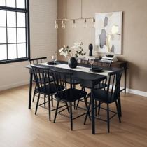 Jogo de Jantar Colonial Brisa Mesa 137X80 cm Preta + 06 Cadeiras Pretas