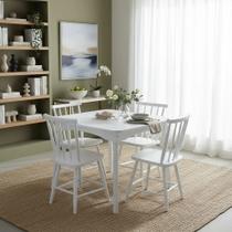 Jogo de Jantar Colonial Brisa Mesa 80x80cm Branca + 04 Cadeiras Brancas - Rustico Linda