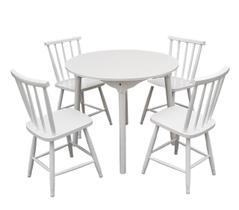 Jogo de Jantar Colonial Brisa Mesa 90 cm + 04 Cadeiras Branco Rustico - Madeira