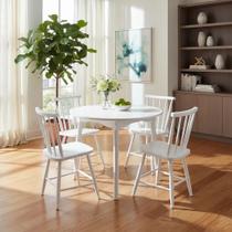 Jogo de Jantar Colonial Brisa Mesa 90 cm + 04 Cadeiras Branco Rustico - Madeira Jogo de Jantar Colonial Brisa Mesa 90 cm + 04 Cadeiras Branco Rustico - Madeira