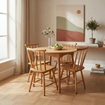 Jogo de Jantar Colonial Brisa Mesa 90 cm + 04 Cadeiras Mel Rustico - Madeira