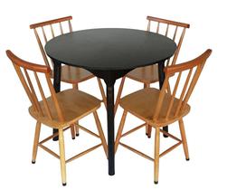 Jogo de Jantar Colonial Brisa Mesa 90 cm Preta + 04 Cadeiras Mel Rustico