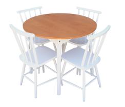 Jogo De Jantar Colonial Brisa Mesa 90cm Com 4 Cadeiras Em Madeira Rustica ( REDONDA )